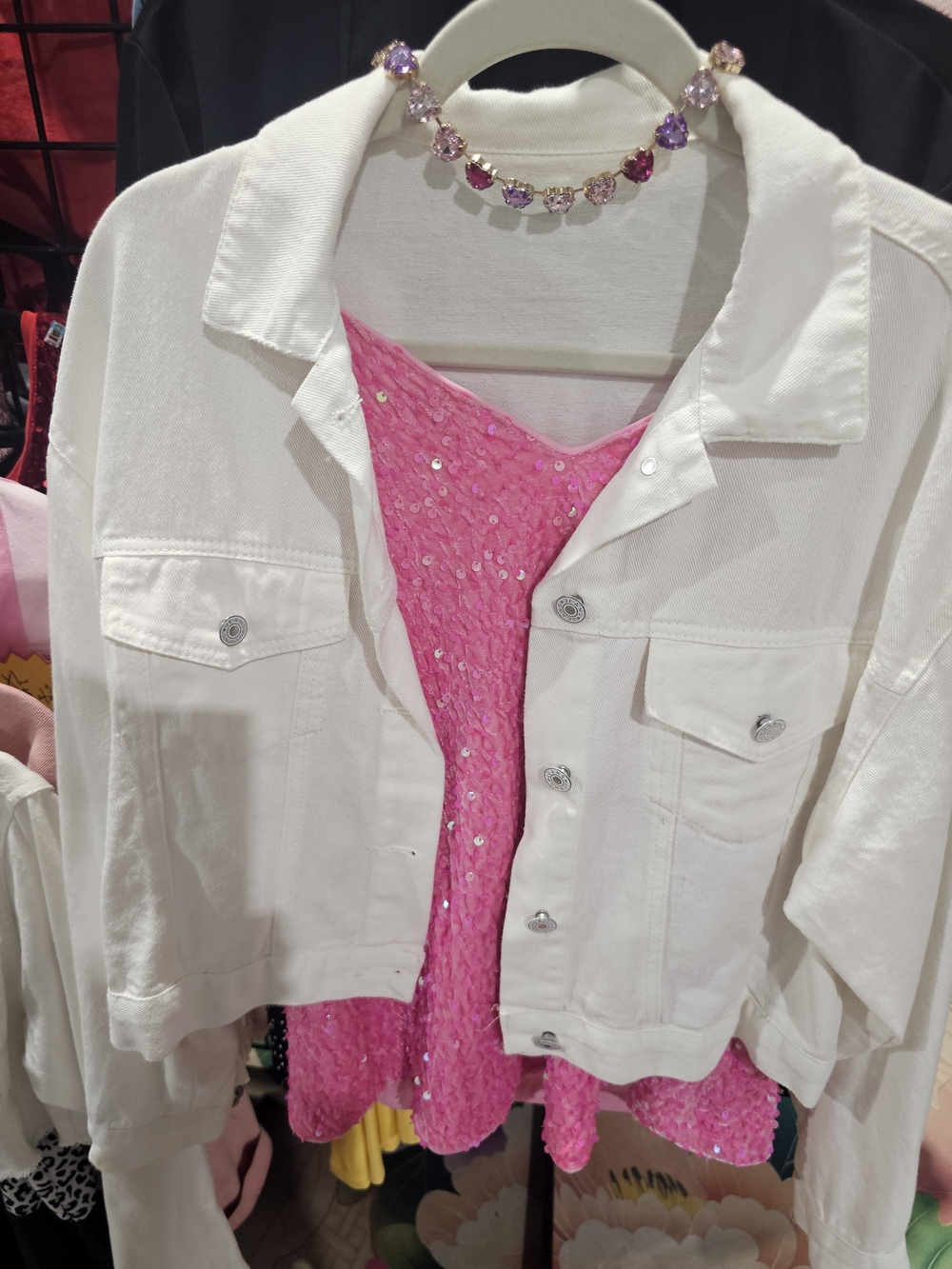 White Cropped Button-Front Jacket - Picture 4 of 4